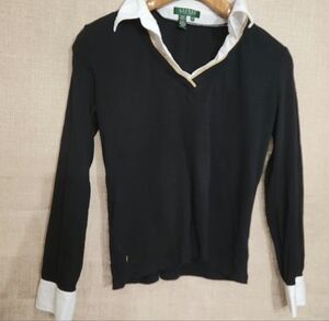 Ralph Lauren Long Sleeve Sweater w Sewn In White Button Down Shirt